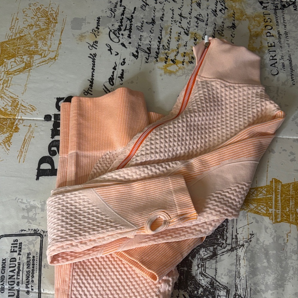 Peach Textured Activewear Set